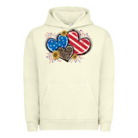 Pigment Pistachio American Flag heart Urban Hoodie - CowGirlArtShop