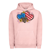 Pigment Salmon American Flag heart Urban Hoodie - CowGirlArtShop