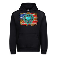 Black American flag leopard turquoise gemstone Urban Hoodie - Neo Western