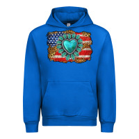 Cobalt American flag leopard turquoise gemstone Urban Hoodie - Neo Western