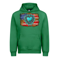 Emerald American flag leopard turquoise gemstone Urban Hoodie - Neo Western