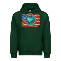 Forest Green American flag leopard turquoise gemstone Urban Hoodie - Neo Western