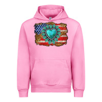 Fuchsia Pink American flag leopard turquoise gemstone Urban Hoodie - Neo Western
