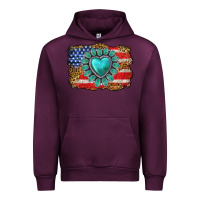 Mauve Wine American flag leopard turquoise gemstone Urban Hoodie - Neo Western