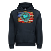 Navy American flag leopard turquoise gemstone Urban Hoodie - Neo Western