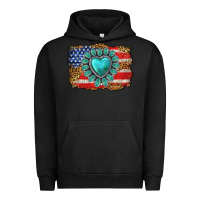 Pigment Black American flag leopard turquoise gemstone Urban Hoodie - Neo Western
