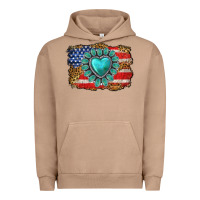 Pigment Burro American flag leopard turquoise gemstone Urban Hoodie - Neo Western