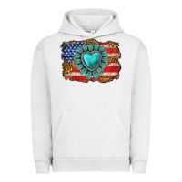 Pigment Lunar Rock American flag leopard turquoise gemstone Urban Hoodie - Neo Western