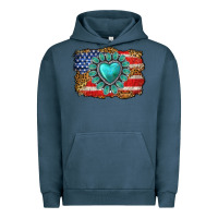 Pigment Midnight Navy American flag leopard turquoise gemstone Urban Hoodie - Neo Western