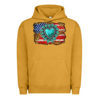 Pigment Peanut Butter American flag leopard turquoise gemstone Urban Hoodie - Neo Western