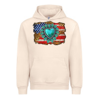 Sandshell American flag leopard turquoise gemstone Urban Hoodie - Neo Western