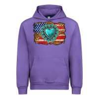 Tulip American flag leopard turquoise gemstone Urban Hoodie - Neo Western