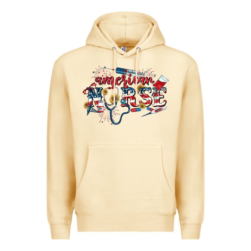 American Nurse 4th Of July Premium Hoodie by CowGirlArtShop | Teevron