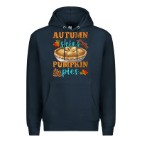 Navy autumn skies pumpkin pies Premium Hoodie - HRA Design Shop