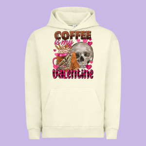 Coffee Is My Valentine Skull Urban Hoodie Designed By Fadigitalartstudio