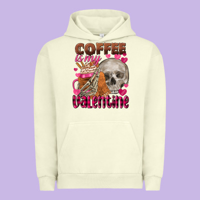 Coffee Is My Valentine Skull Urban Hoodie Designed By Fadigitalartstudio