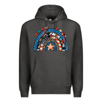 Charcoal Heather American rainbow 4th of july Premium Hoodie - CowGirlArtShop