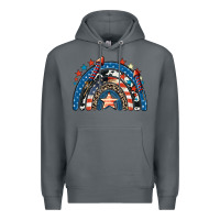 Rock American rainbow 4th of july Premium Hoodie - CowGirlArtShop