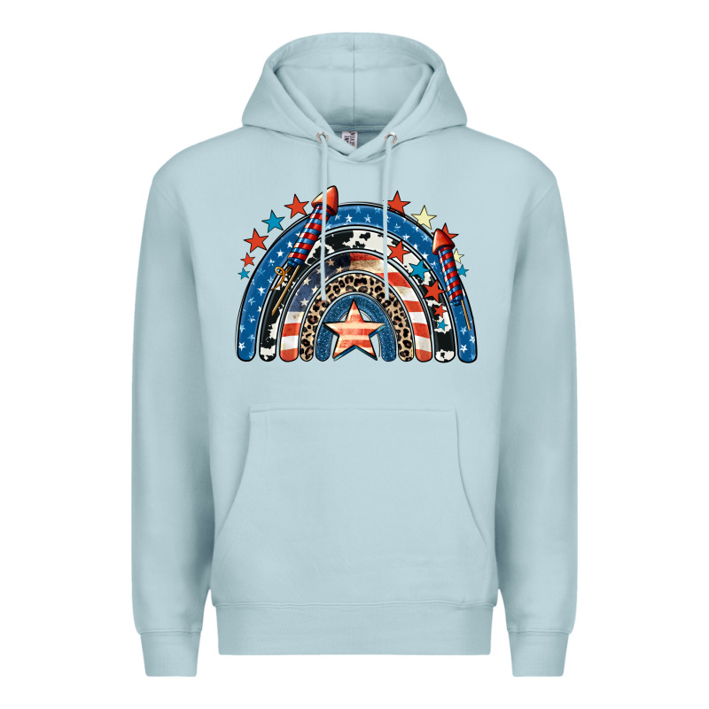 American Rainbow 4th Of July Premium Hoodie by CowGirlArtShop | Teevron