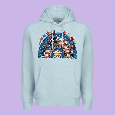 American Rainbow 4th Of July Premium Hoodie Designed By Cowgirlartshop