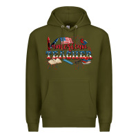 Army Green American Teacher 4th of July Premium Hoodie - CowGirlArtShop