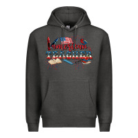 Charcoal Heather American Teacher 4th of July Premium Hoodie - CowGirlArtShop