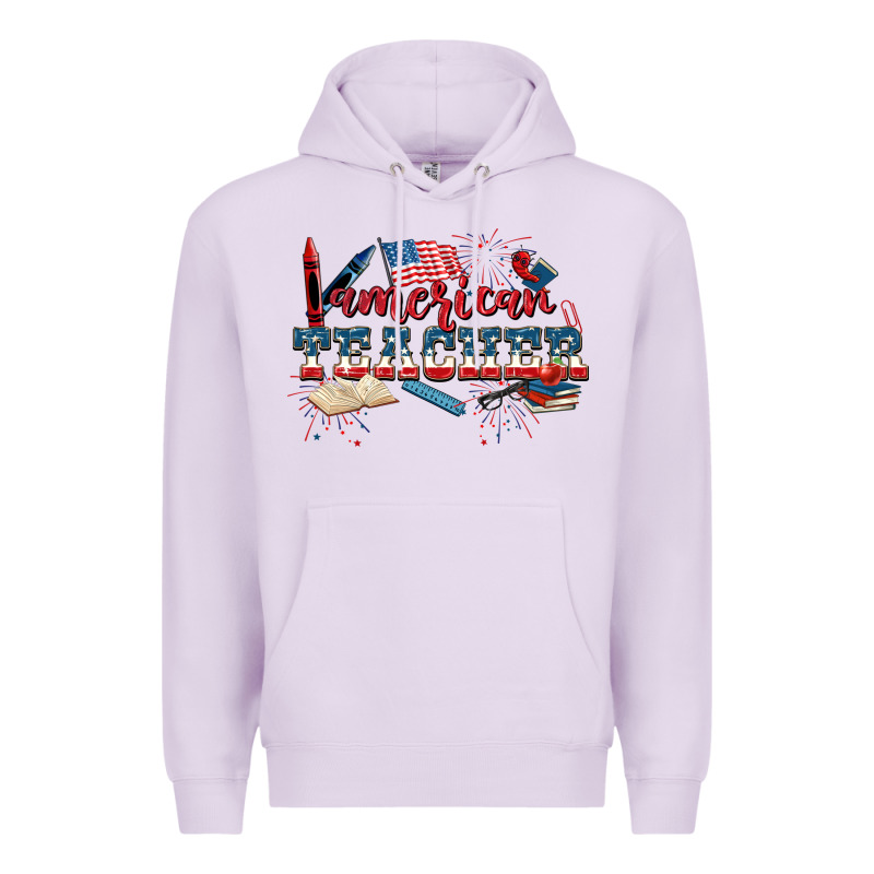 American Teacher 4th Of July Premium Hoodie by CowGirlArtShop | Teevron