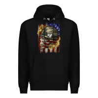 Black Army skull 4th of july Premium Hoodie - CowGirlArtShop