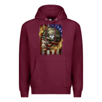 Burgundy Army skull 4th of july Premium Hoodie - CowGirlArtShop