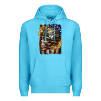 Ocean Blue Army skull 4th of july Premium Hoodie - CowGirlArtShop