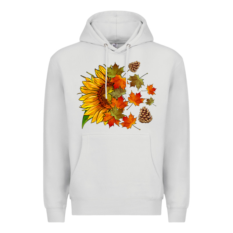 Sunflower And Autumn Leaves Premium Hoodie by HRA Design Shop | Teevron