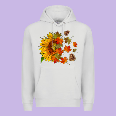 Sunflower And Autumn Leaves Premium Hoodie Designed By Hra Design Shop