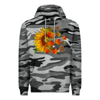 Slate Camo sunflower and autumn leaves Premium Hoodie - HRA Design Shop