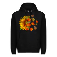 Black sunflower and autumn leaves Premium Hoodie - HRA Design Shop