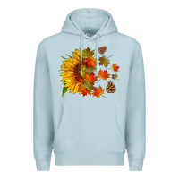 Blue Mist sunflower and autumn leaves Premium Hoodie - HRA Design Shop