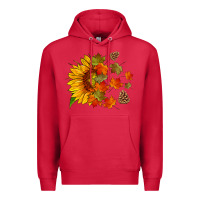 Cardinal sunflower and autumn leaves Premium Hoodie - HRA Design Shop