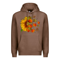 Chestnut sunflower and autumn leaves Premium Hoodie - HRA Design Shop