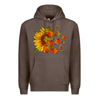 Coffee sunflower and autumn leaves Premium Hoodie - HRA Design Shop