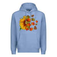 Colony Blue sunflower and autumn leaves Premium Hoodie - HRA Design Shop