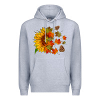 Heather Grey sunflower and autumn leaves Premium Hoodie - HRA Design Shop