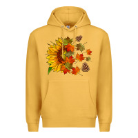 Mustard sunflower and autumn leaves Premium Hoodie - HRA Design Shop