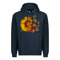 Navy sunflower and autumn leaves Premium Hoodie - HRA Design Shop