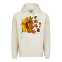 Oatmeal Heather sunflower and autumn leaves Premium Hoodie - HRA Design Shop