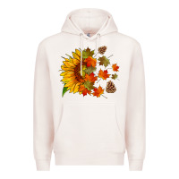 Pale Pink sunflower and autumn leaves Premium Hoodie - HRA Design Shop