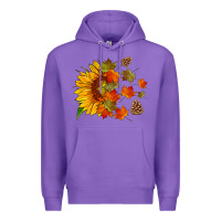 Purple sunflower and autumn leaves Premium Hoodie - HRA Design Shop