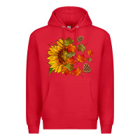 Red sunflower and autumn leaves Premium Hoodie - HRA Design Shop