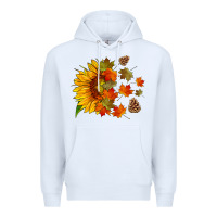 White sunflower and autumn leaves Premium Hoodie - HRA Design Shop