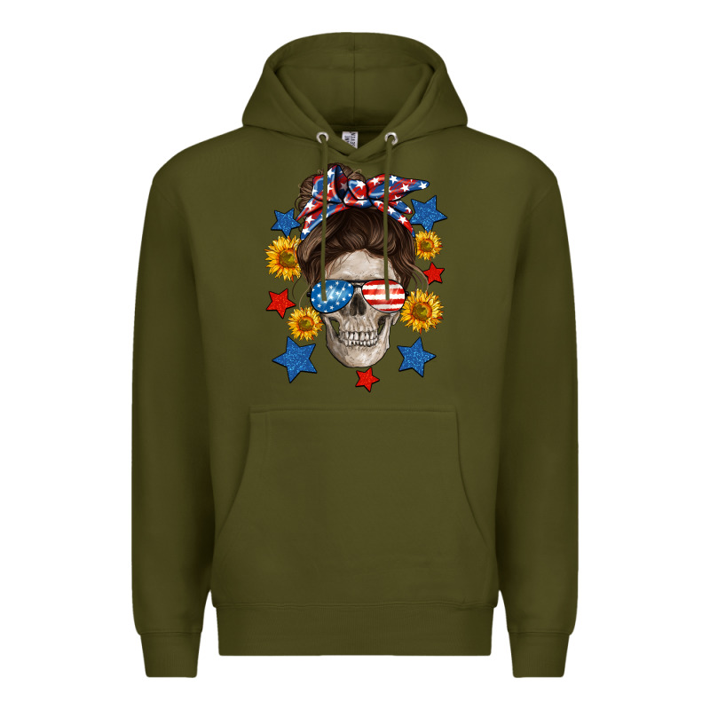 American Mom Skull Premium Hoodie by Neo Western | Teevron