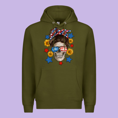 American Mom Skull Premium Hoodie Designed By Neo Western