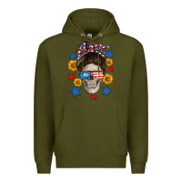 Army Green American mom skull Premium Hoodie - Neo Western